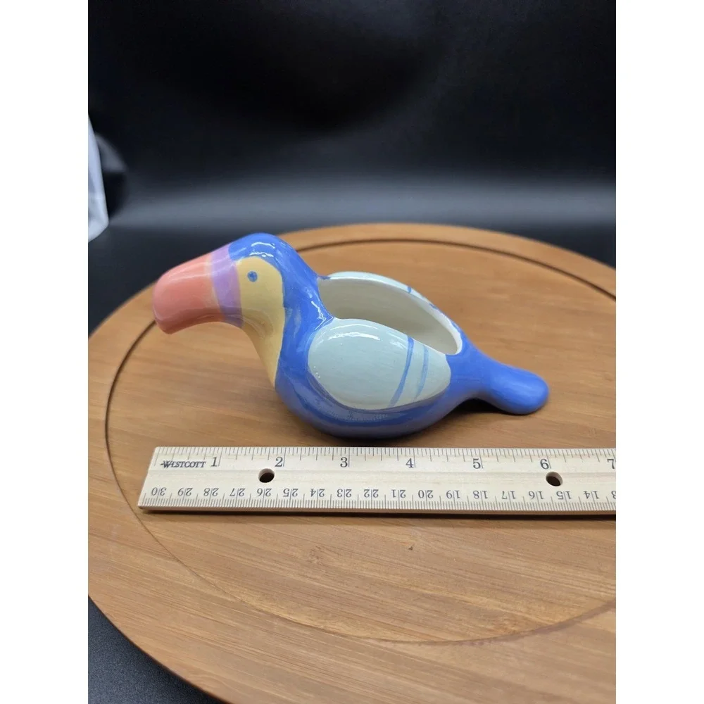 Quirky Blue Toucan Bird Ceramic Succulent Planter Candy Trinket Dish‎